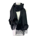 Fendi Muffler Cashmere with Mink Fur Black Scarf