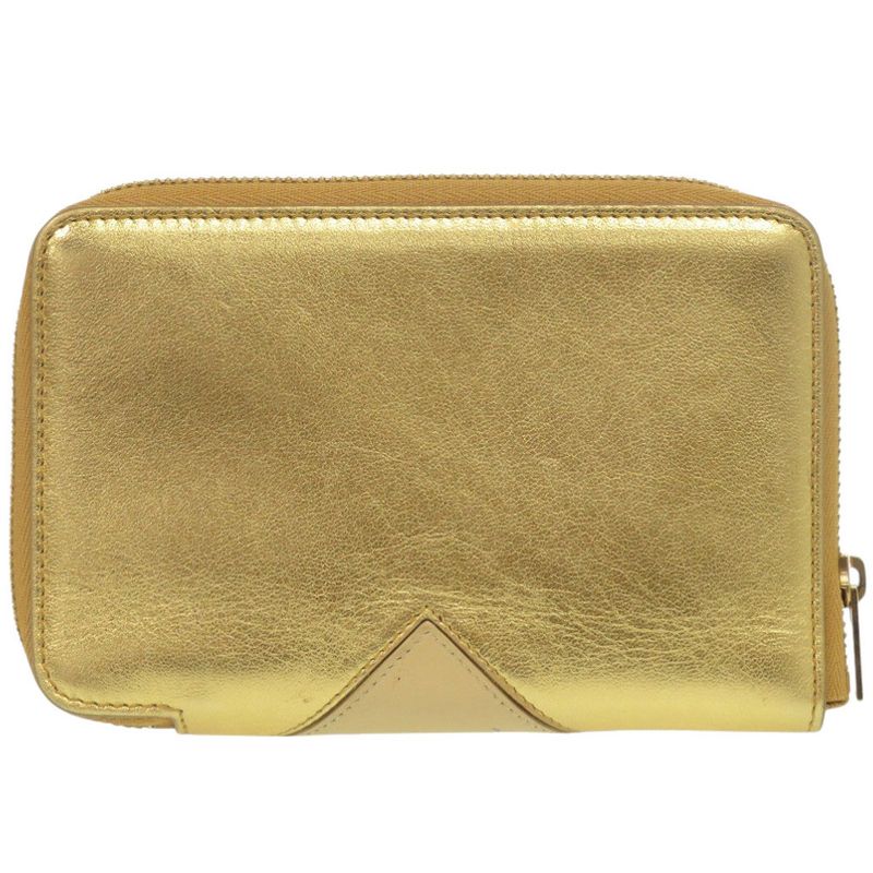 Celine Round Zipper Leather Gold Yellow Bifold Wallet 0472 — view 2