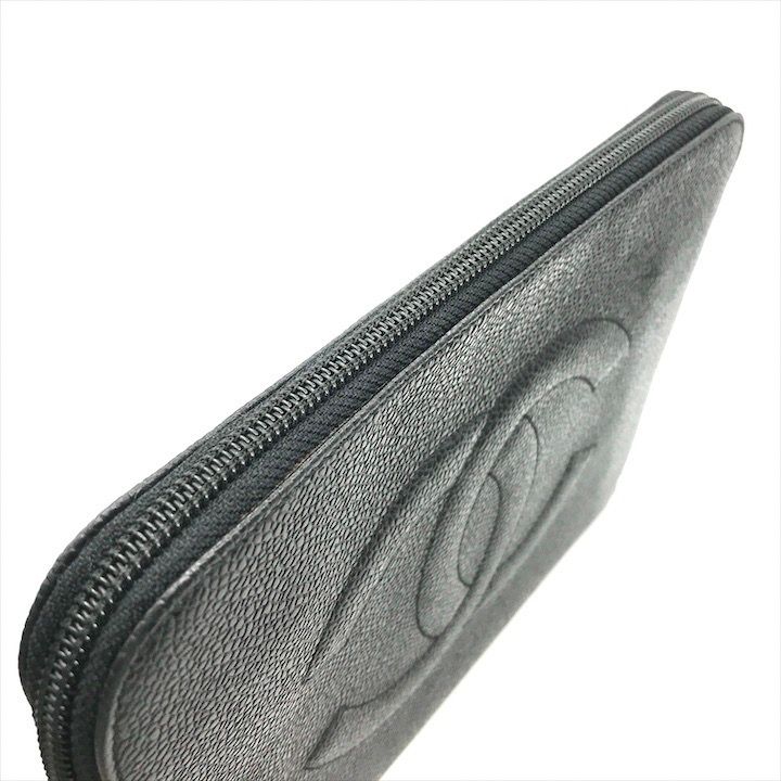Chanel CC Logo Caviar Leather Mini Pouch Second Black — view 6
