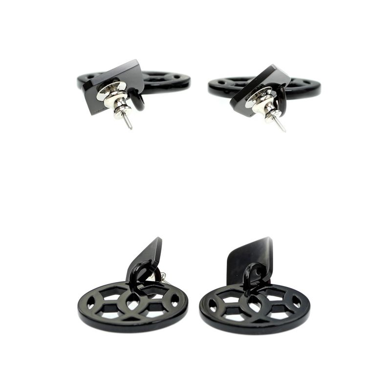 Hermes Earrings Ava Buffalo-horn Black HAVA Silver Hardware Accessories — view 5