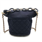 Chanel CC Logo Cotton Jersey Quilted Paris Hamburg 2-Way Chain Shoulder Bag Navy — view 2