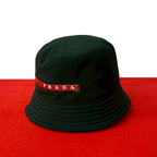 Prada Sports Logo Cotton Bucket Hat Accessory L Black 84155