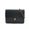 Chanel Quilted Lambskin CC Logo Push Lock Chain Shoulder Bag Black