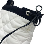 Chanel Boots Short Shoes Nylon Leather White Black Quilted Chain Belt — view 9