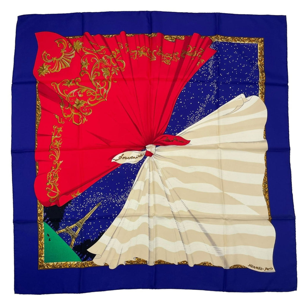 Hermes Scarf Silk Carre 90 Souvenirs de Paris Memories of Eiffel Tower