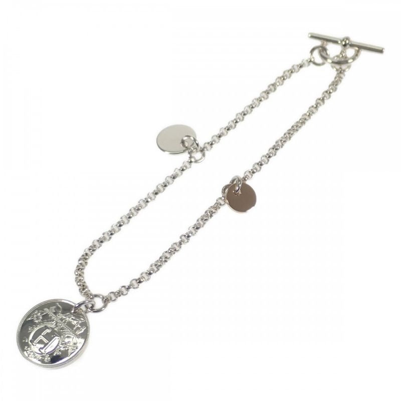 Hermes Ex Libris Breath PM B 00 sh Bracelet 18K Pink Gold Silver Ag1000