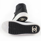 Chanel CC Logo Fabric High Cut Sneakers Black 36 — view 6