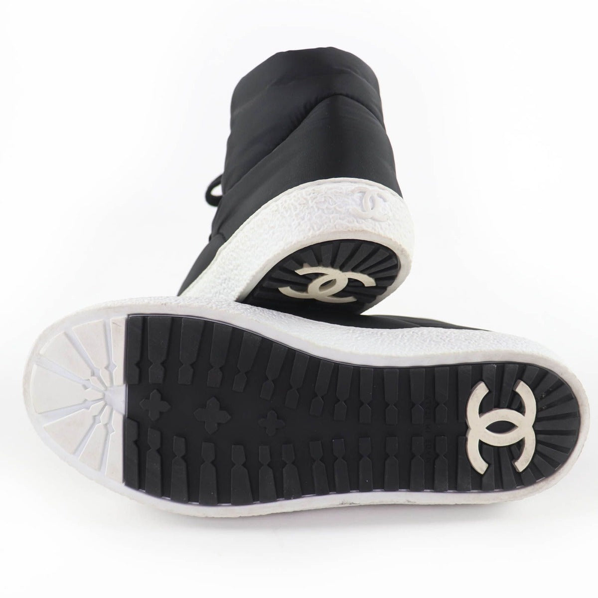 Chanel CC Logo Fabric High Cut Sneakers Black 36 — view 6