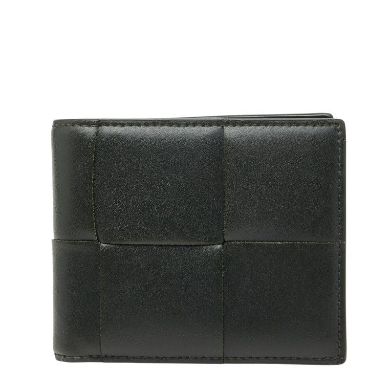 Bottega Veneta Maxi Intrecciato Cassette Bifold Wallet Billfold Khaki Leather