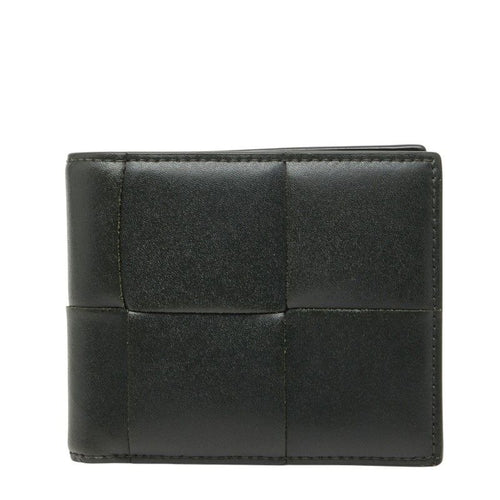 Bottega Veneta Maxi Intrecciato Cassette Bifold Wallet Billfold Khaki Leather