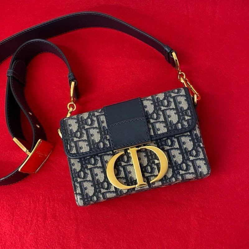 Christian Dior Trotter 30 Montaigne Oblique Leather Canvas Mini Shoulder Bag