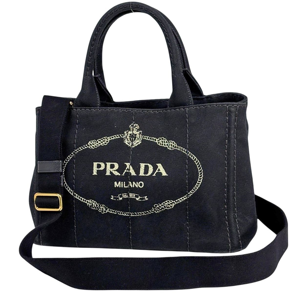 Prada Canapa Tote 2-Way Canvas Black