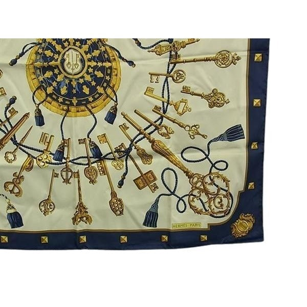 Hermes Scarf Carre 90 LES CLES Key Pattern Multicolor 100% Silk Large — view 3