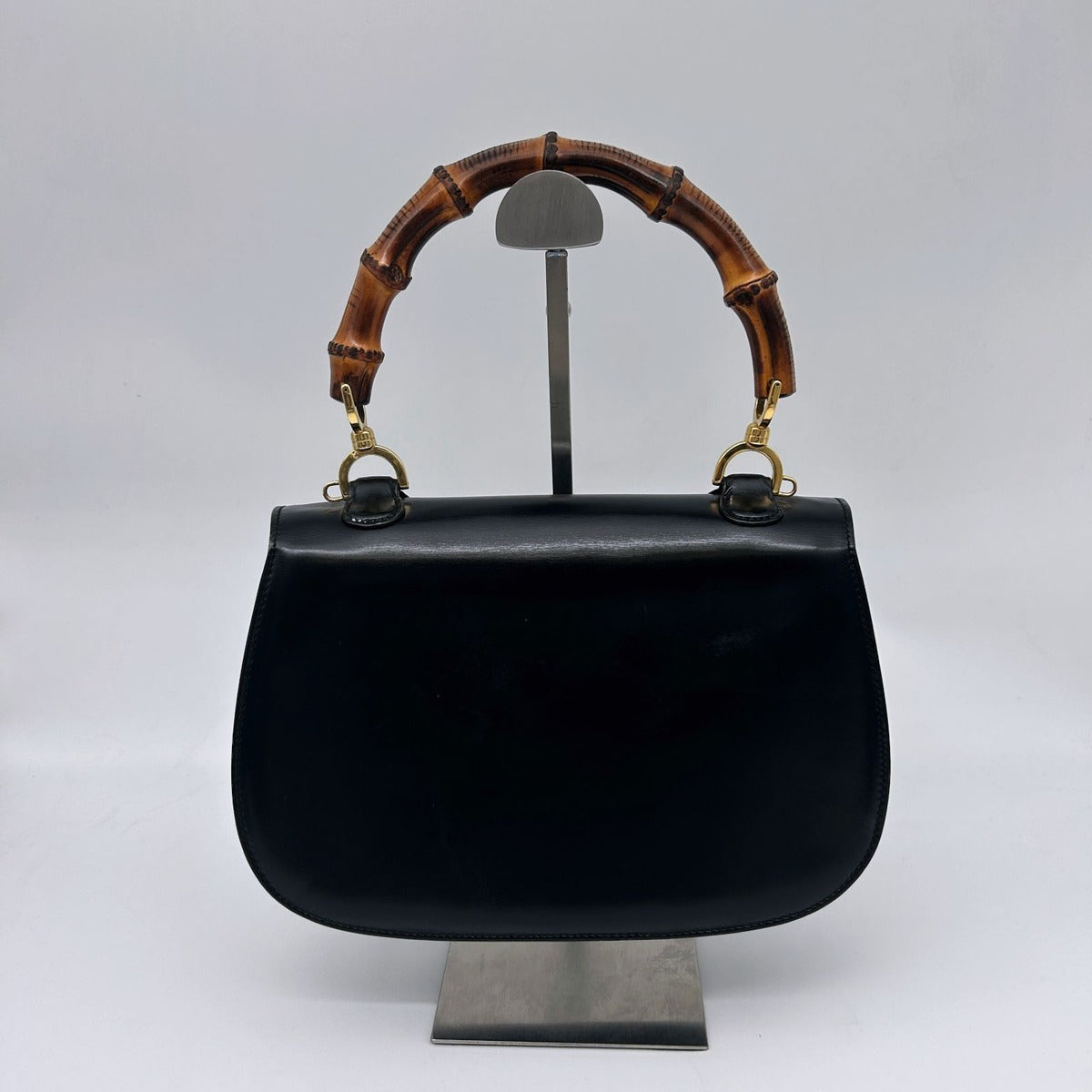 Gucci Bamboo Mini Shoulder Bag 2-Way Calf Leather Black Gold — view 2