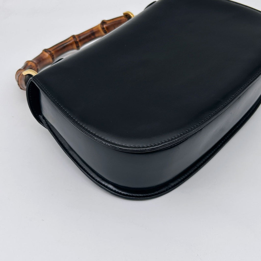 Gucci Bamboo Mini Shoulder Bag 2-Way Calf Leather Black Gold — view 6
