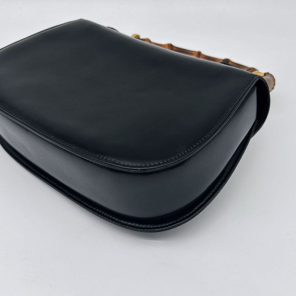 Gucci Bamboo Mini Shoulder Bag 2-Way Calf Leather Black Gold — view 7