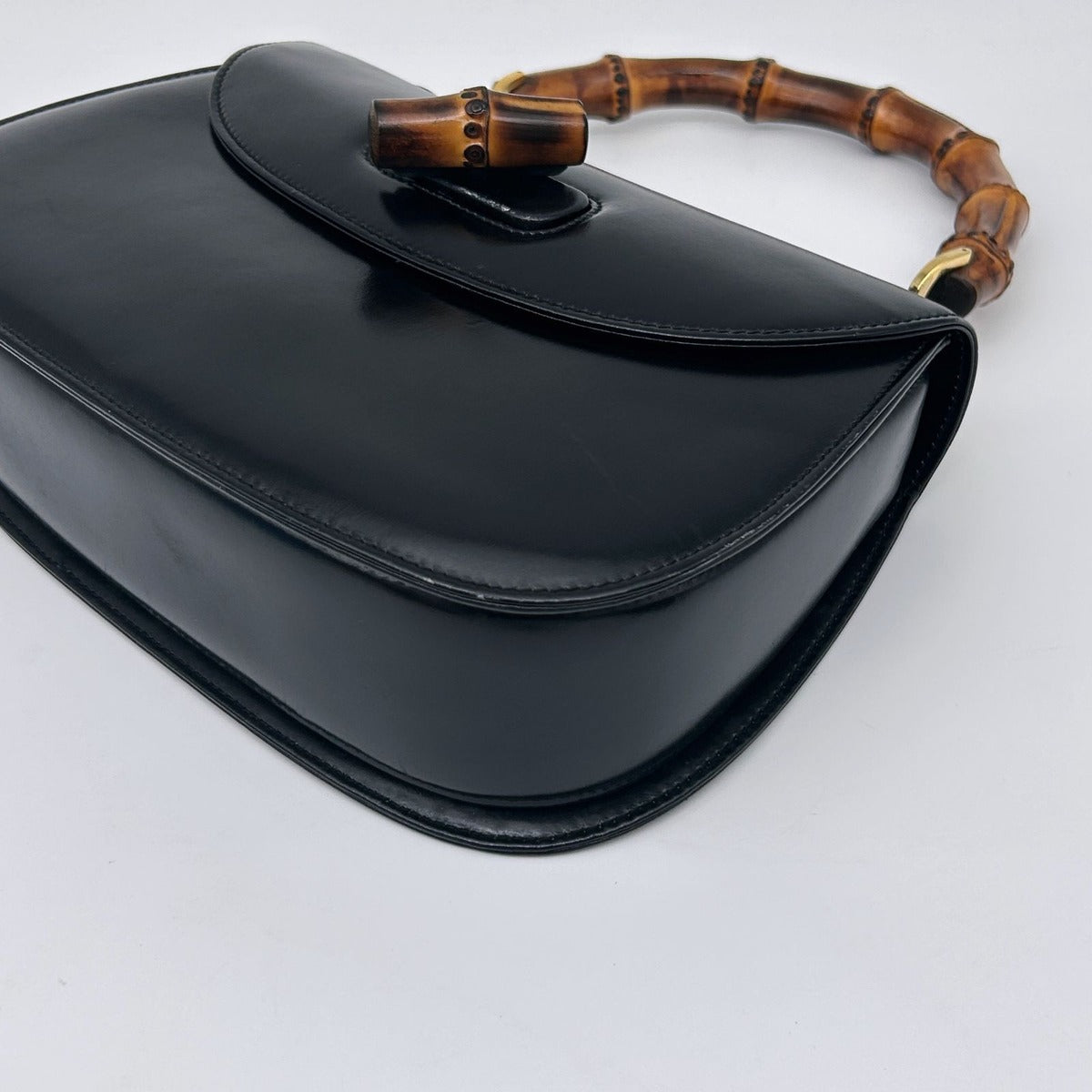 Gucci Bamboo Mini Shoulder Bag 2-Way Calf Leather Black Gold — view 9