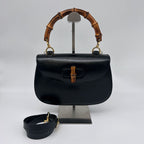 Gucci Bamboo Mini Shoulder Bag 2-Way Calf Leather Black Gold