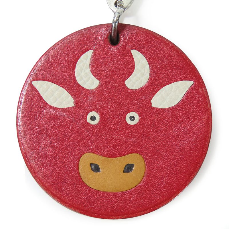 Hermes Bag Charm Animal Cow Leather Silver 925 Red Small 2009 Accessories — view 2