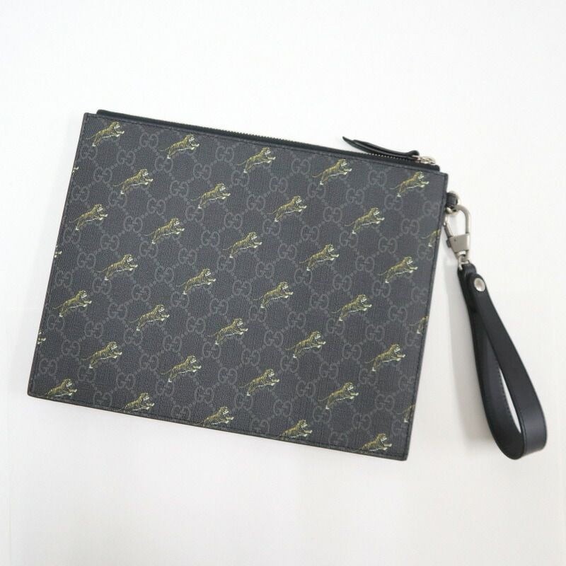 Gucci Clutch Taiga GG Supreme Black Leather