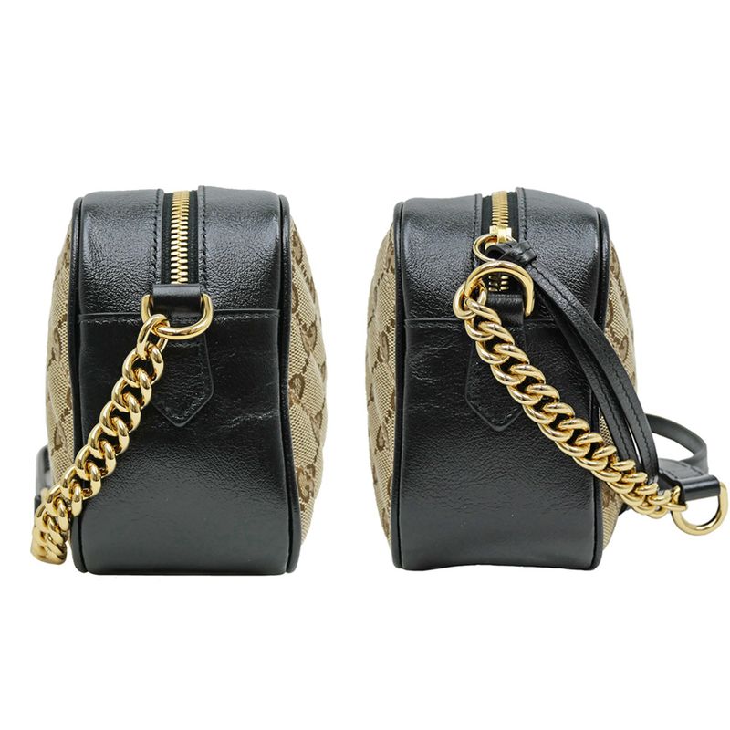 Gucci GG Marmont Shoulder Bag Beige Black Quilted Canvas — view 4