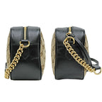 Gucci GG Marmont Shoulder Bag Beige Black Quilted Canvas — view 4