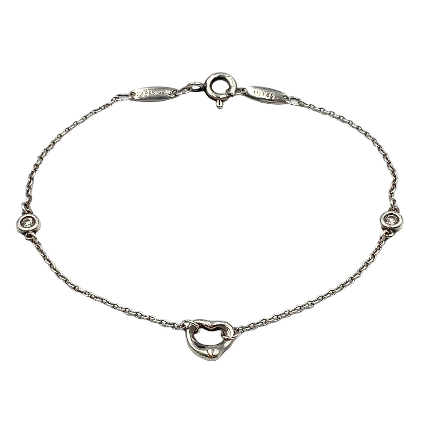Tiffany & Co Diamond by the Yard Open Heart Clear Silver Bracelet