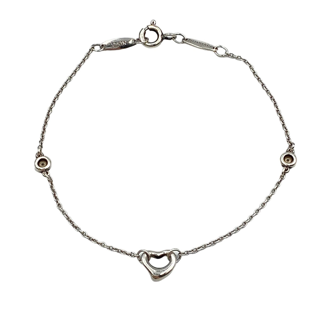 Tiffany & Co Diamond by the Yard Open Heart Clear Silver Bracelet — view 2