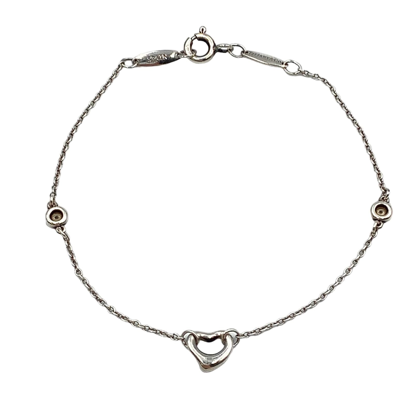 Tiffany & Co Diamond by the Yard Open Heart Clear Silver Bracelet — view 2