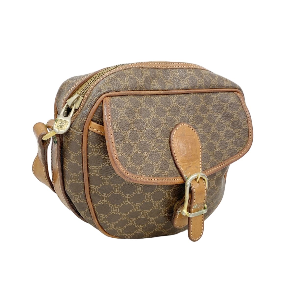 Celine Shoulder Bag Macadam Brown Gold — view 2