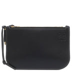 Loewe Shoulder Bag Gate Double Zip Pouch Leather Black Gold