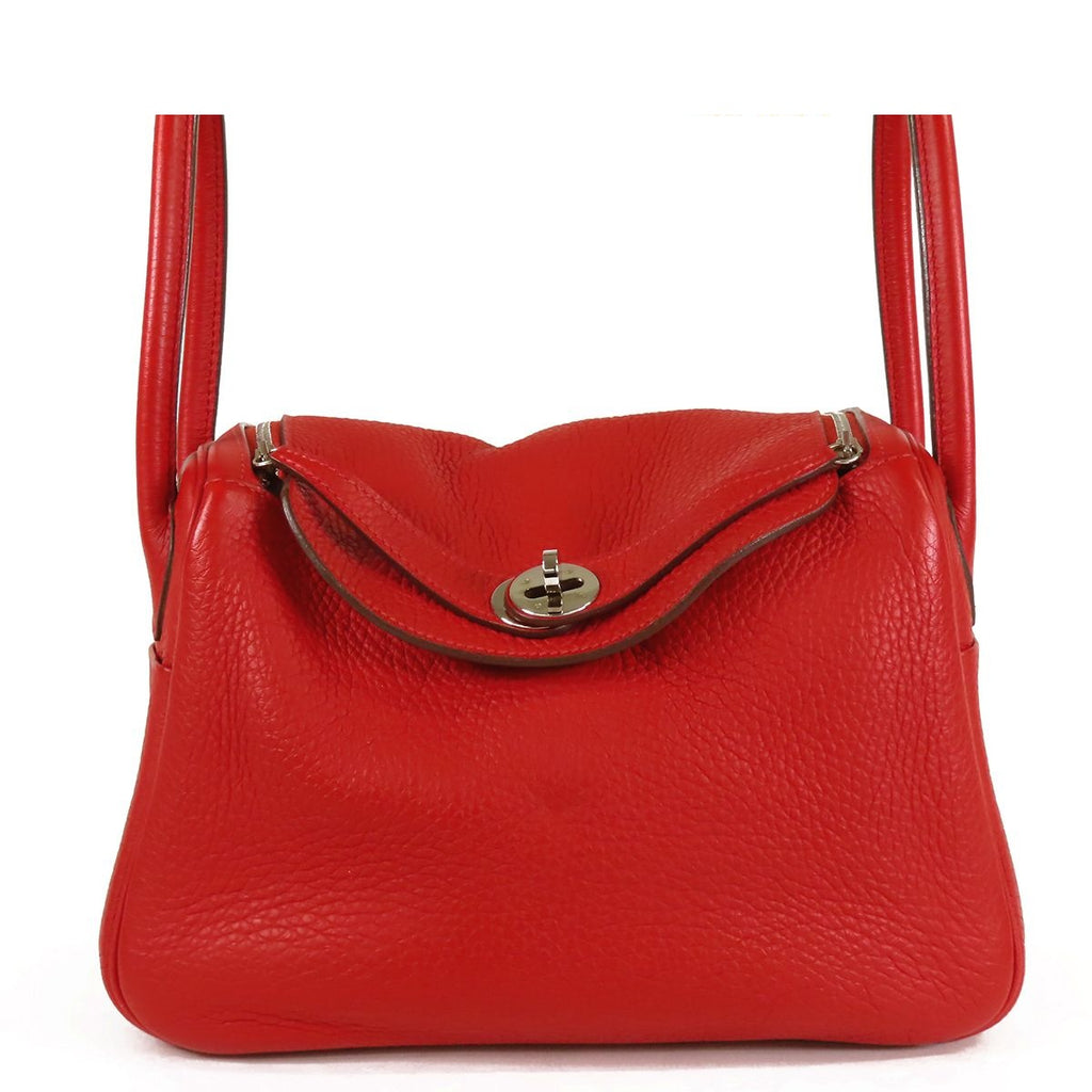 Hermes Lindy 26 Rouge Casaque Silver Taurillon 2-Way Shoulder Bag