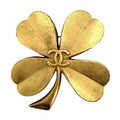 Chanel Brooch CC Logo Clover Vintage Gold Plated