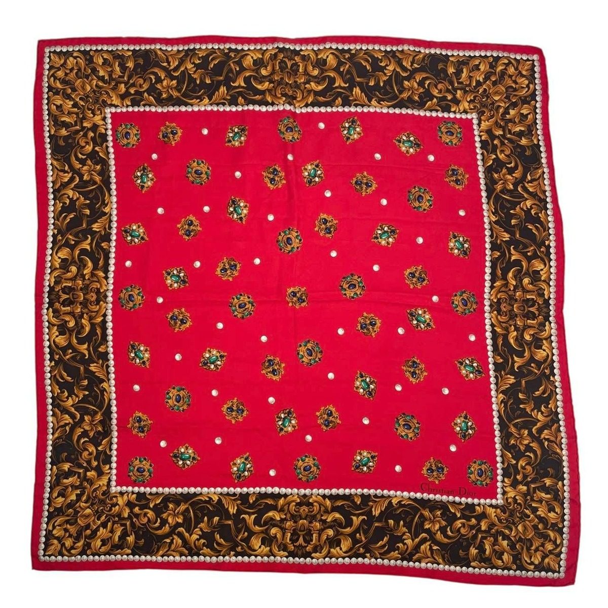 Dior Silk Scarf Red Pattern