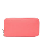 Hermes Azap Long Silk in Zip Around Wallet Rose Azalea Pink Orange Veau