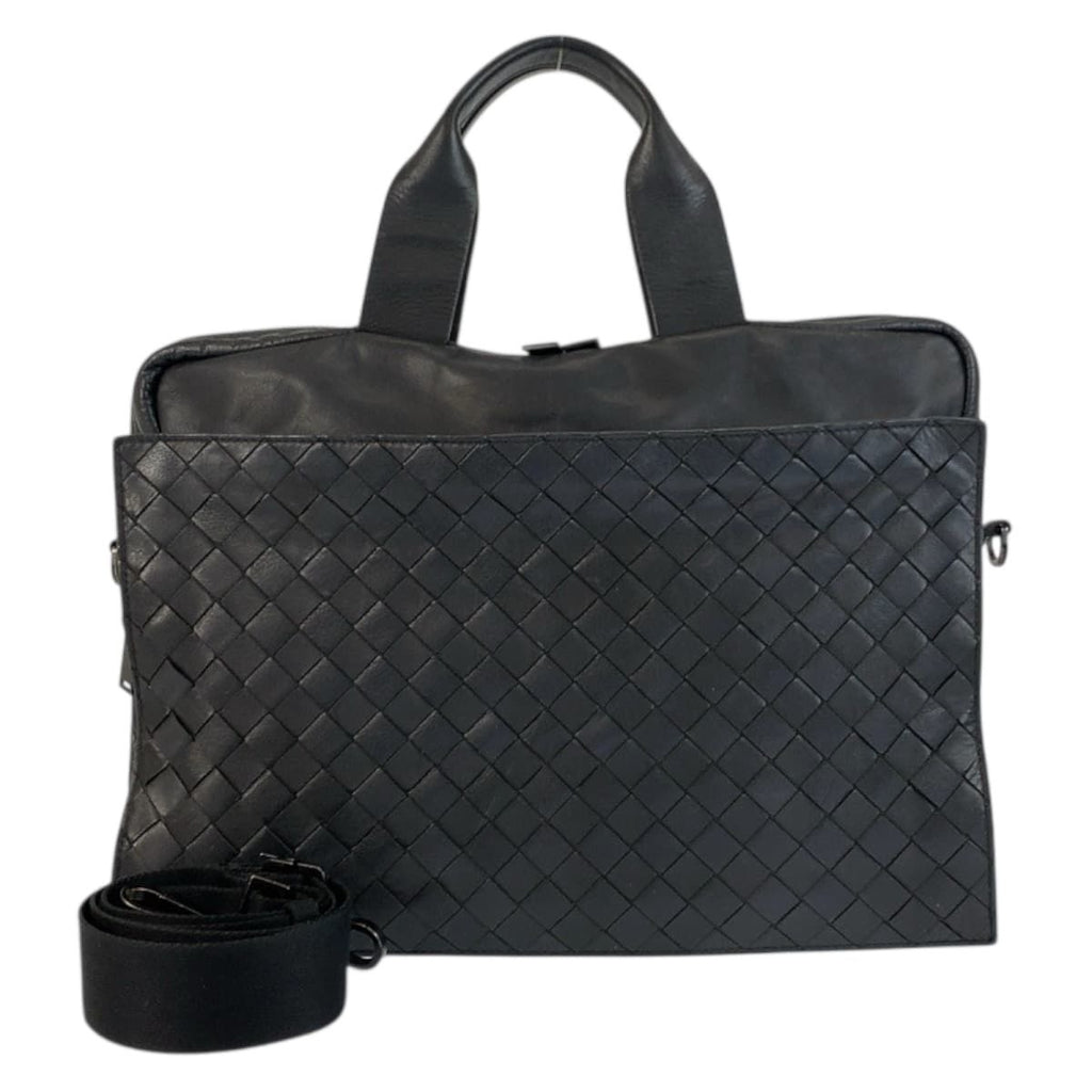 Bottega Veneta Maxi Intrecciato Black Leather Business Bag
