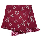Louis Vuitton Scarf Echarpe Logomania Duo Monogram Wool Silk Wine Red — view 2