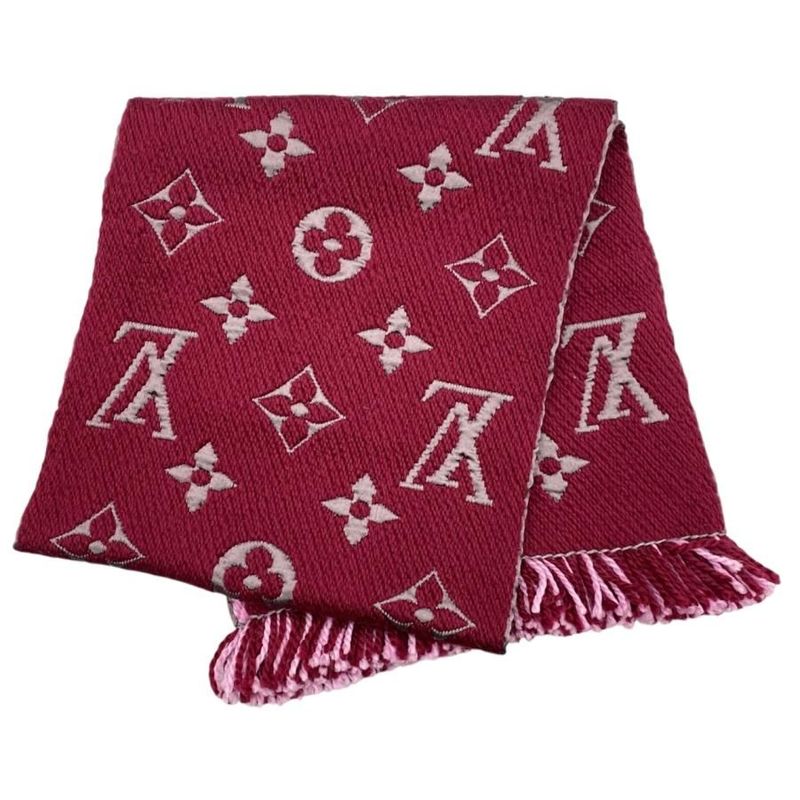 Louis Vuitton Scarf Echarpe Logomania Duo Monogram Wool Silk Wine Red — view 2