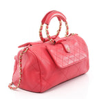 Chanel Shoulder Bag Quilted Red Leather Lambskin Loop Handle 2-Way — view 2
