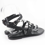 Hermes Armoni Silver Hardware Hhardware Ankle Strap Leather Sandals Black 35 — view 3