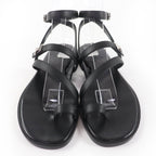 Hermes Armoni Silver Hardware Hhardware Ankle Strap Leather Sandals Black 35 — view 4