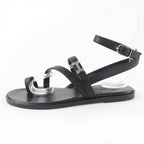 Hermes Armoni Silver Hardware Hhardware Ankle Strap Leather Sandals Black 35 — view 5