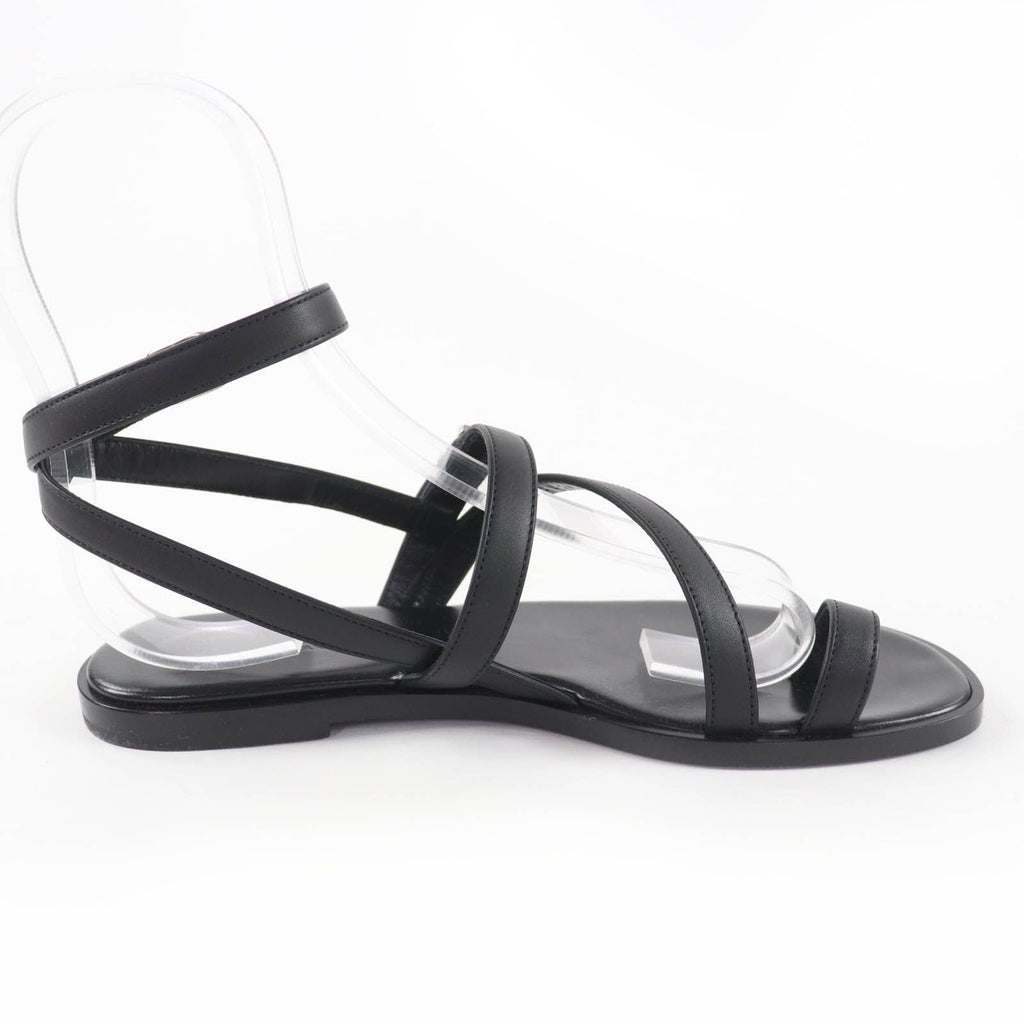 Hermes Armoni Silver Hardware Hhardware Ankle Strap Leather Sandals Black 35 — view 6