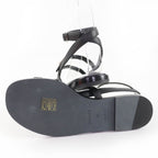 Hermes Armoni Silver Hardware Hhardware Ankle Strap Leather Sandals Black 35 — view 7