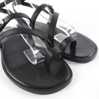Hermes Armoni Silver Hardware Hhardware Ankle Strap Leather Sandals Black 35 — view 8