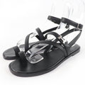 Hermes Armoni Silver Hardware Hhardware Ankle Strap Leather Sandals Black 35