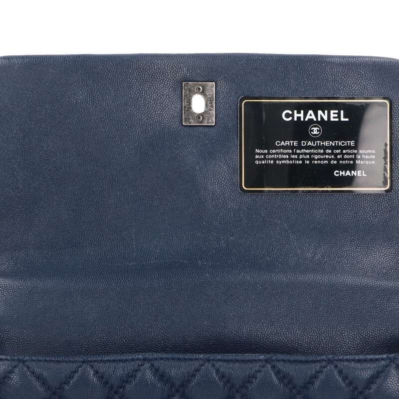 Chanel Top Handle Caviar Leather Chain Shoulder Bag — view 5