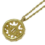 Dior GP Rhinestone Logo Emblem Round Necklace Gold — view 6