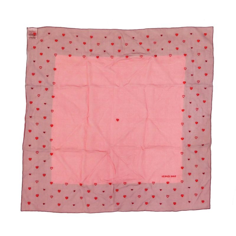 Hermes Grand Manage Bandana Love Carre 65 Silk Muslin Embroidery Beads