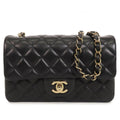 Chanel Classic Black Gold Lambskin Quilted Mini Chain Shoulder Bag